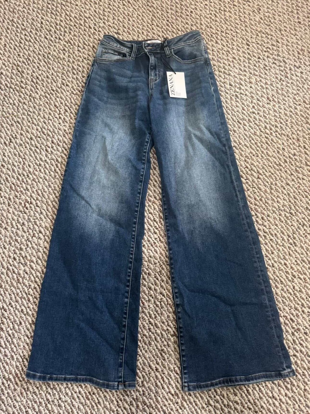 Zenana Outfitters Dark Blue Wide Leg Jeans